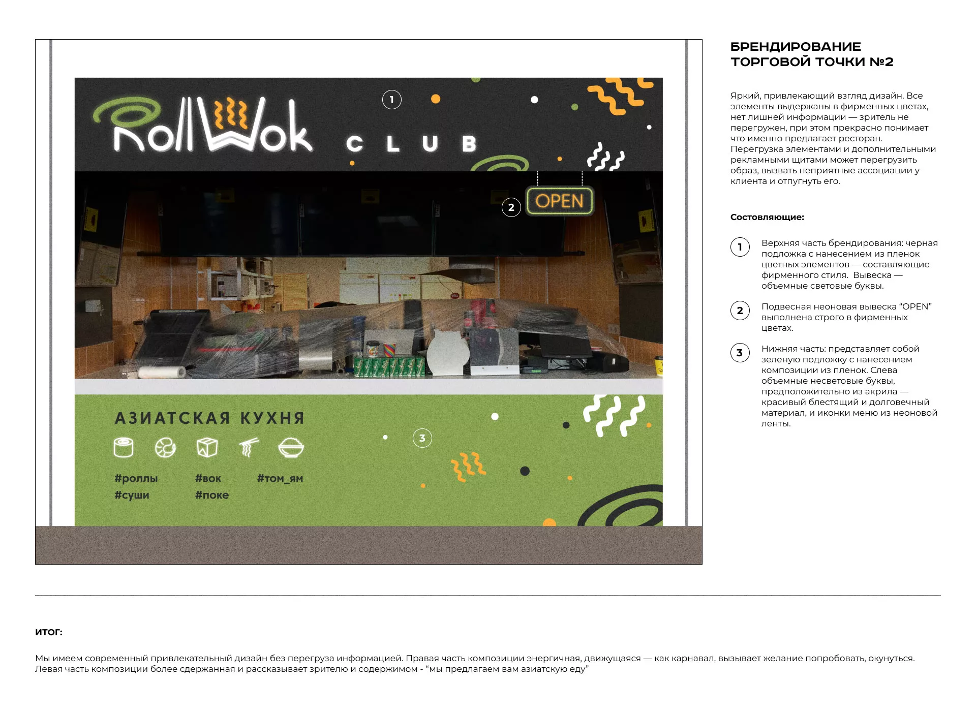 Брендирование торговых точек суши-бара «Roll Wok Club» в Реже